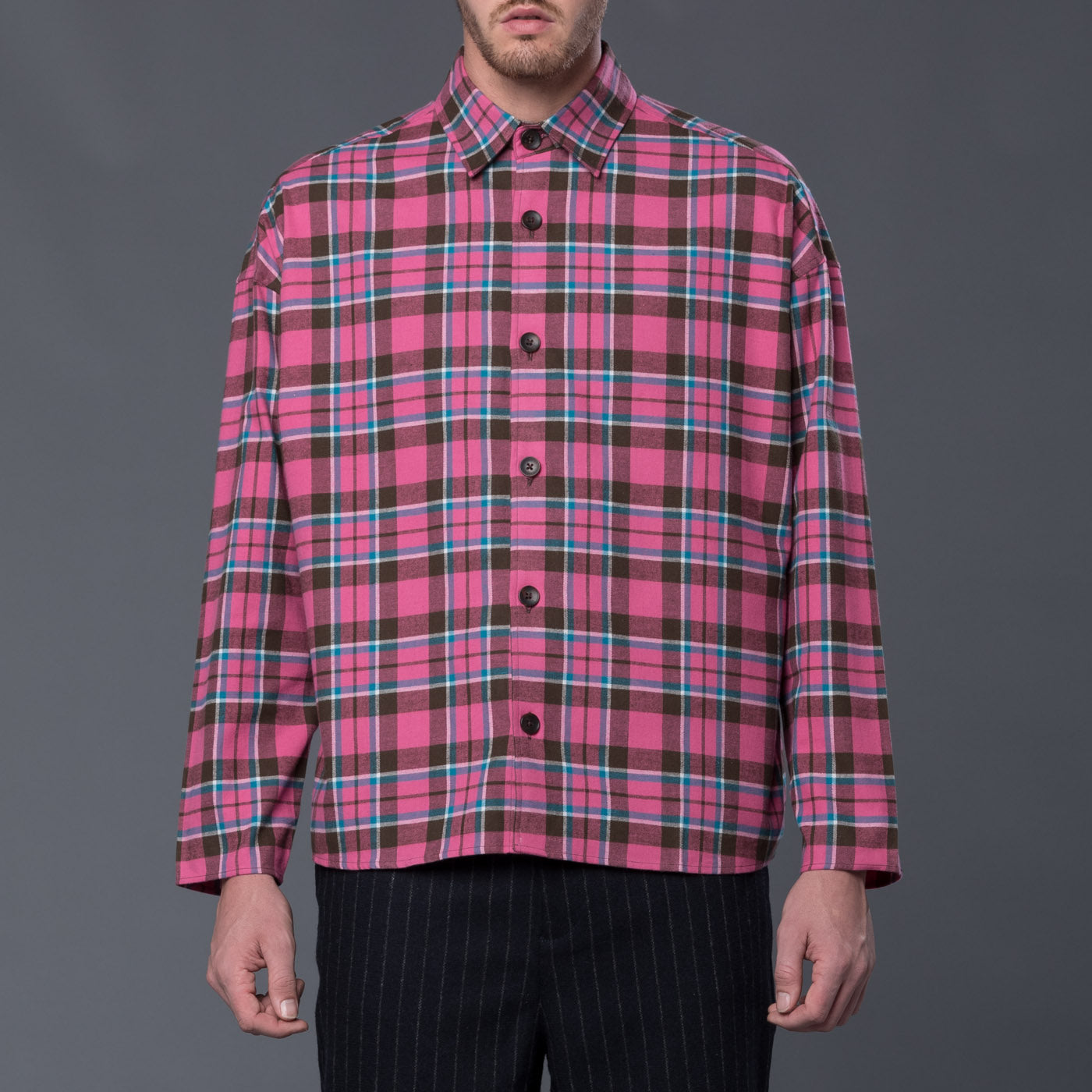 pink plaid dress shirt Performance Comfort L/S Plaid Shirt