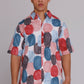 Graphia New York "Flowers" Button Up Shirt in Red & Blue Dots Print