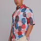 Graphia New York "Flowers" Button Up Shirt in Red & Blue Dots Print