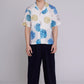 Graphia New York “Arnaz” Resort Shirt in Blue & Gold Watercolor Leaves Print