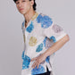 Graphia New York “Arnaz” Resort Shirt in Blue & Gold Watercolor Leaves Print