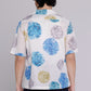 Graphia New York “Arnaz” Resort Shirt in Blue & Gold Watercolor Leaves Print