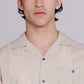 Graphia New York “Reinaldo” Convertible-Collar Shirt in Natural Khaki