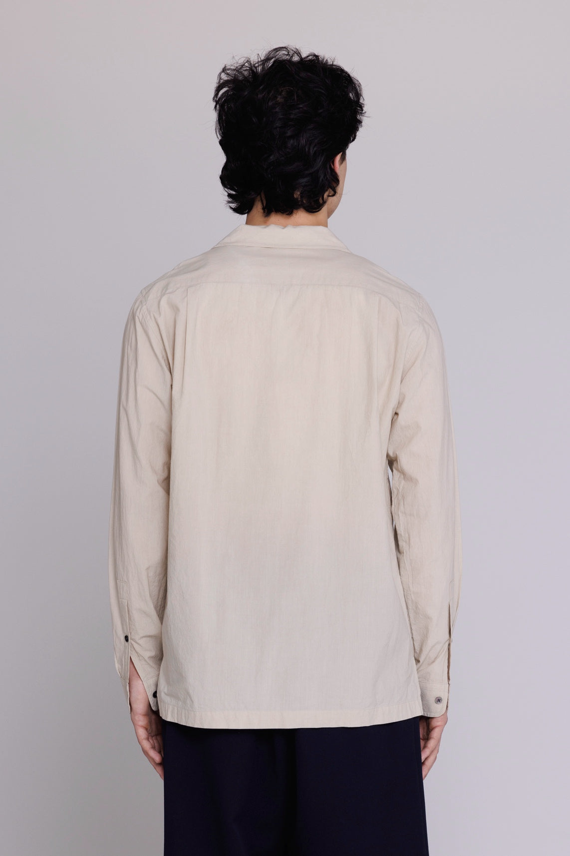 Graphia New York “Reinaldo” Convertible-Collar Shirt in Natural Khaki