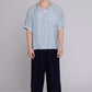 Graphia New York "Valenzuela" Baseball Collar Shirt in Blue Satin Stripe