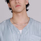 Graphia New York "Valenzuela" Baseball Collar Shirt in Blue Satin Stripe