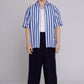 Graphia New York "Flowers" Button Up Shirt in Blue & White Bar Stripes