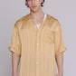 Graphia New York "Valenzuela" Baseball Collar Shirt in Gold Satin Stripe