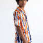 Graphia New York 'Desi' Short Sleeve Camp Collar Blue and Orange Batik Print