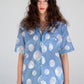 Graphia New York 'Desi' Short Sleeve Camp Collar Sky Blue Daytime Moon Print