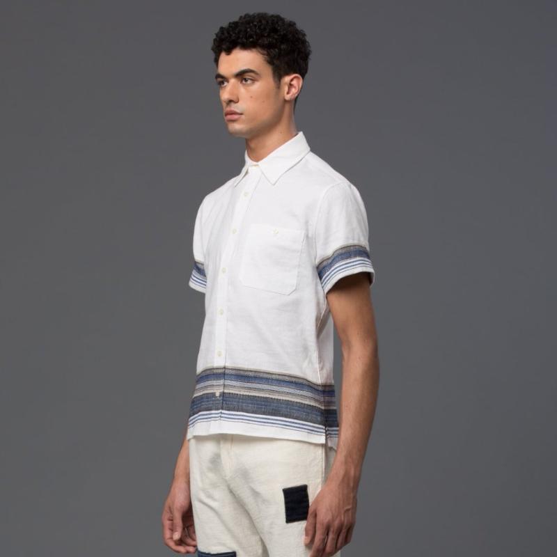 Krammer and Stoudt White Striped Short Sleeve Shirt