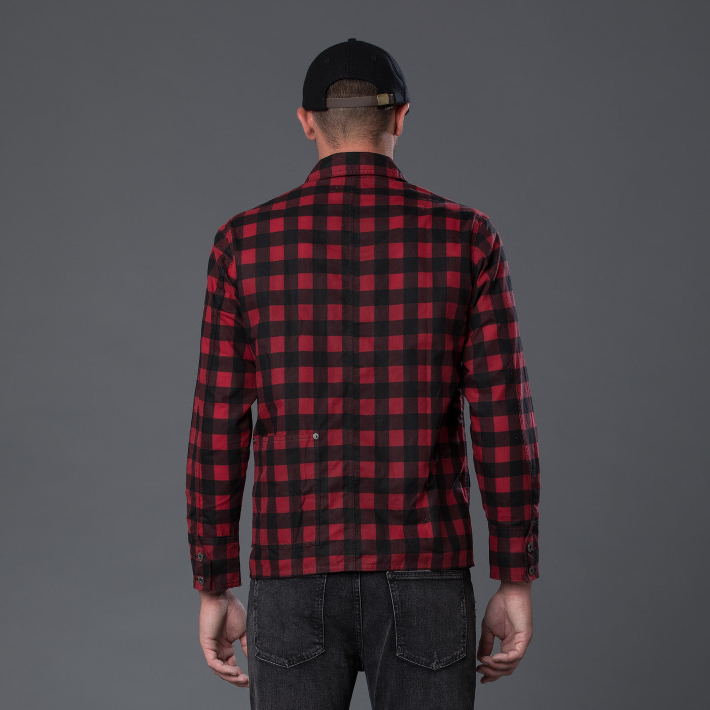 Freemans Sporting Club Red Plaid Waxed Cotton Chore Jacket – THE