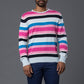David Hart Multi-Stripe Crew Neck Sweater