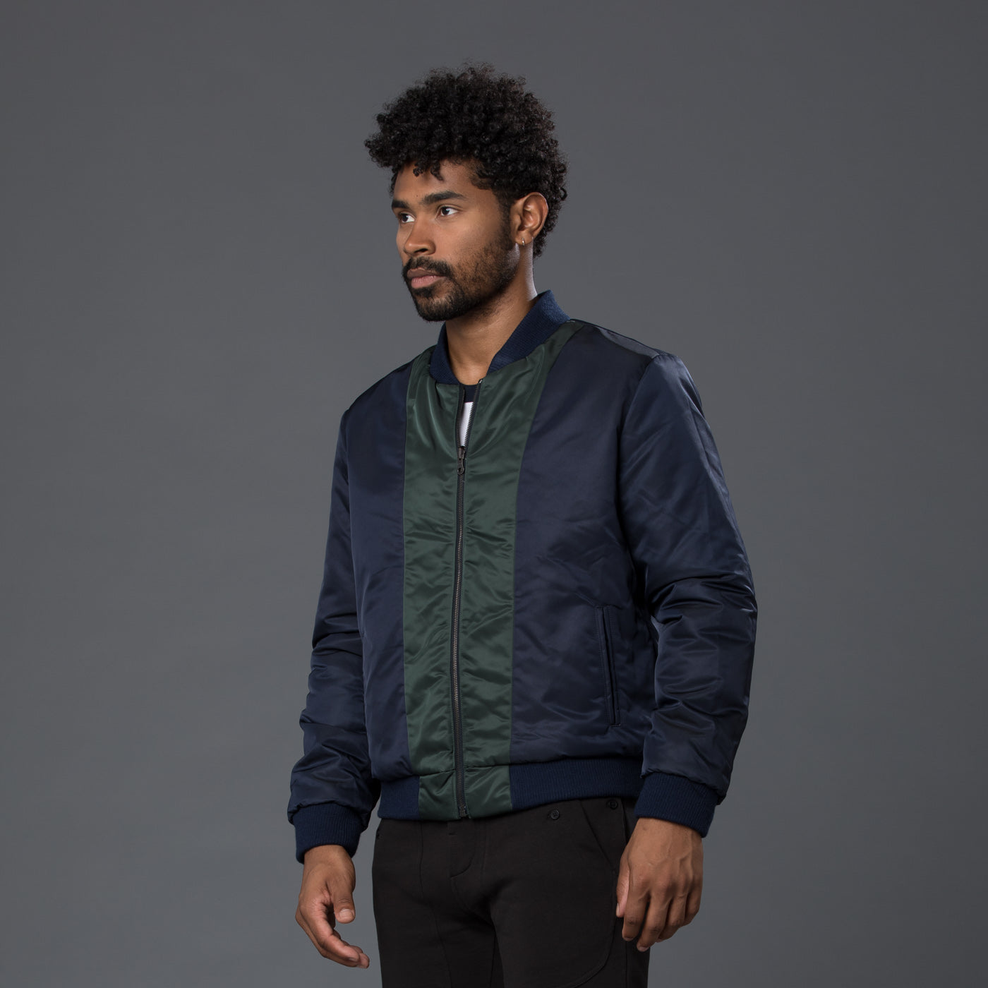 Dark navy hot sale bomber jacket