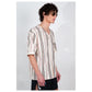 Graphia New York Baseball Collar Cream Stripe Short Sleeve Shirt